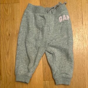 GAP Kids Light Gray Joggers with Pink Logo